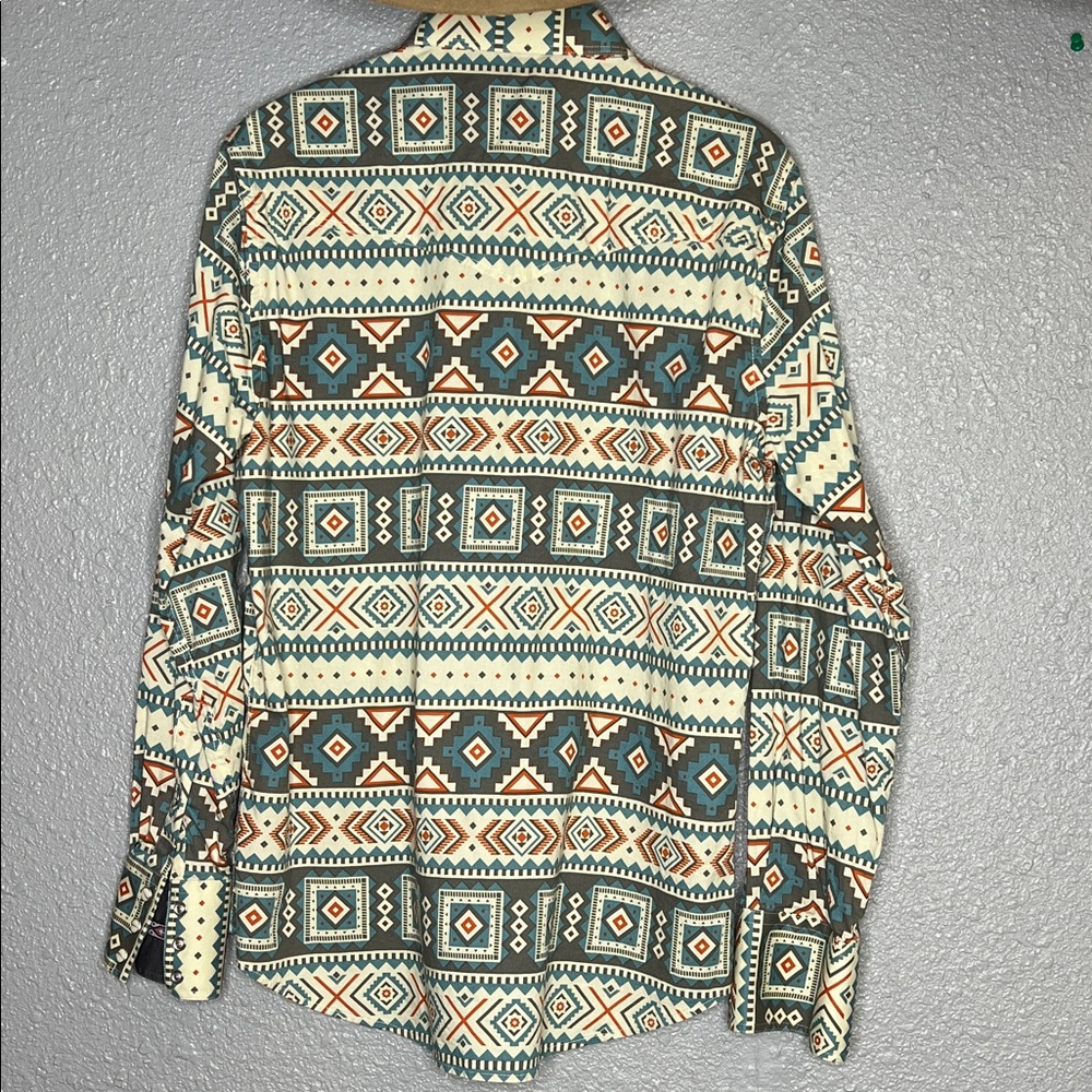 Men's Geometric Pattern Casual Button Down Shirt - Picture 4 of 4